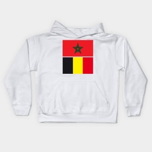 Moroccan and Belgium Union Flag Kids Hoodie